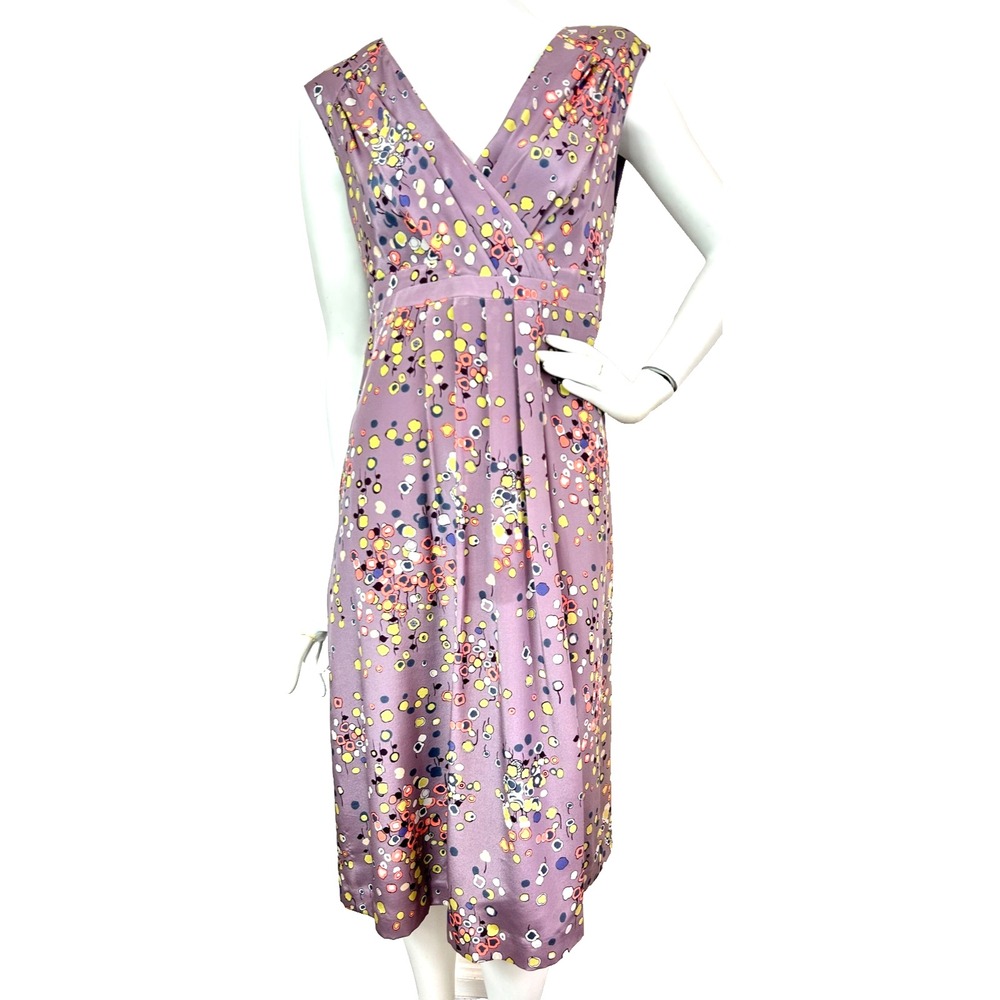 Boden Limited Edition Silk Floral Dress 8 Whimsigoth Pleated V Neck Midi EUC - Picture 1 of 9